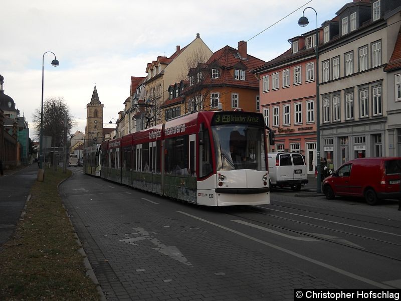 Bild: TW 630+708 als Linie 3 am Domplatz.