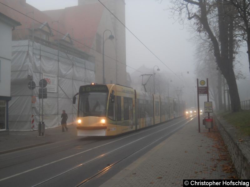 Bild: TW 629+710 auf der Linie 3 in der Andreasstraße.