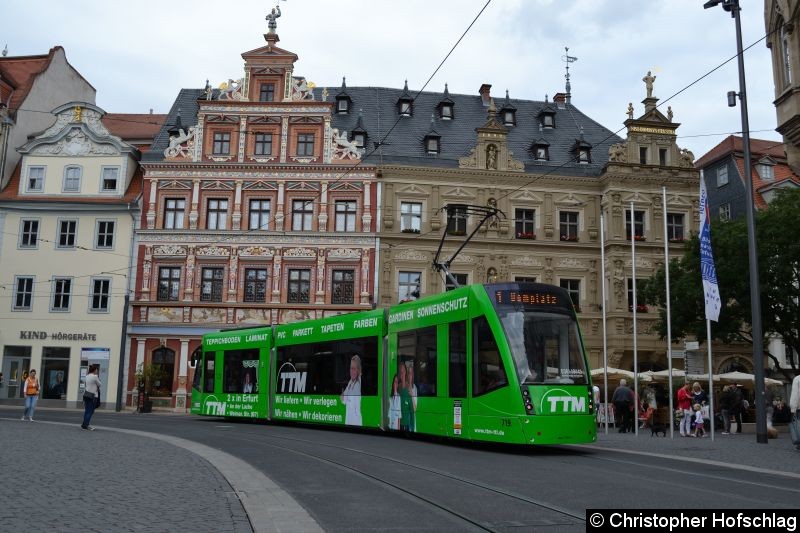 Bild: TW 719 als Linie 1 am Fischmarkt in Richtung Domplatz.