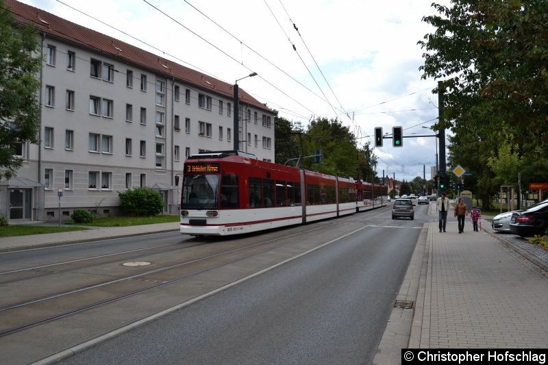 Bild: TW 605+616 als Linie 3 in der Riethstraße.