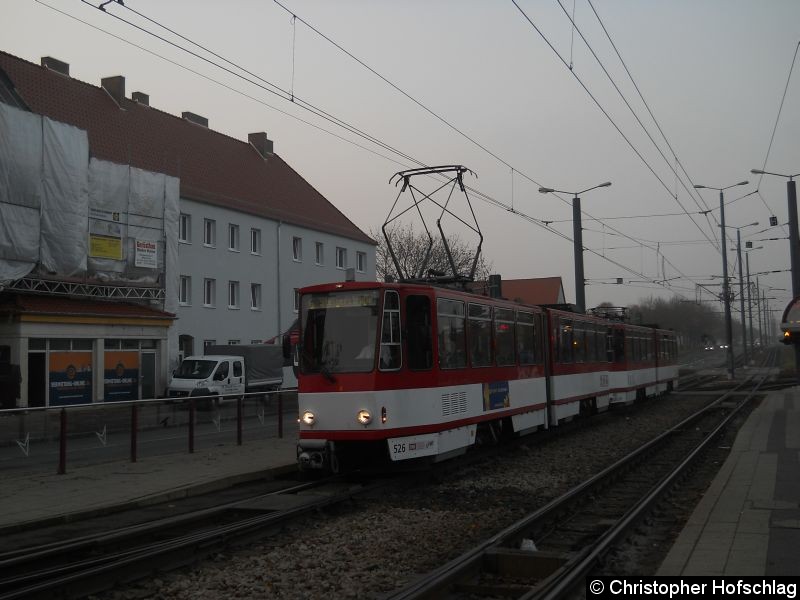 Bild: TW 526+405 auf der Linie 6 am Klinikum.