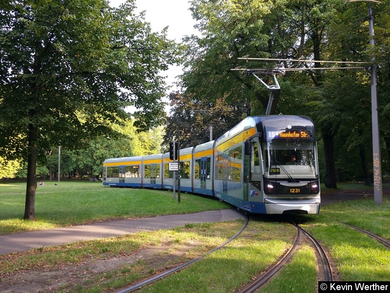 Bild: TW 1231 als Linie 15E in der Schleife Naunhofer Straße.