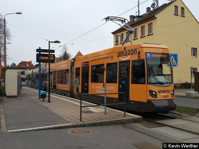 Bild: TW 1340+1303 als Linie 7 an der Endstelle Böhlitz-Ehrenberg