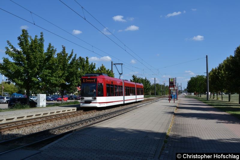 Bild: TW 607 an der Haltestelle August-Fröhlich-Straße.