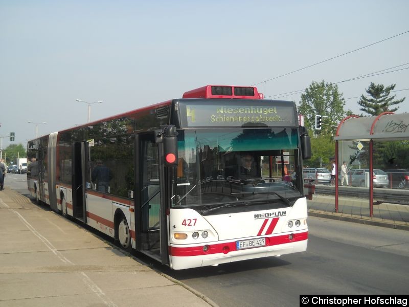 Bild: Bus 427 an der Haltestelle Blücherstraße als SEV 4.