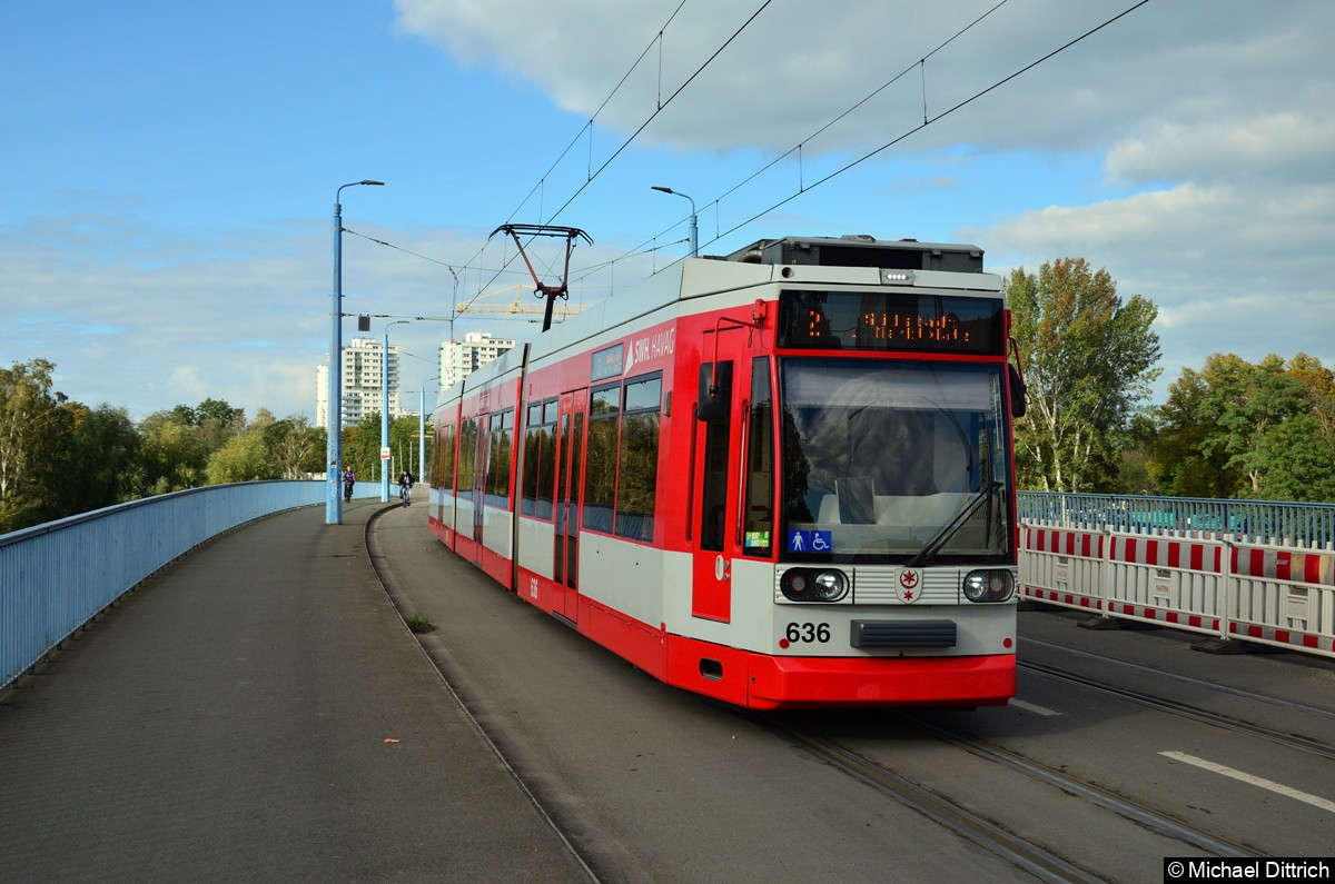 636 als Linie 2 auf der Elisabethbrücke.