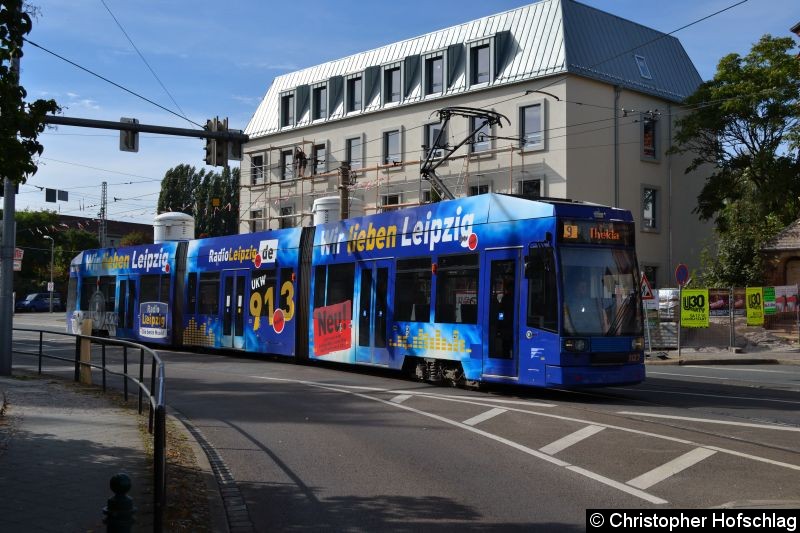 Bild: Tw 1127 als Linie 9 im Bereich Kieler Straße/Mockau Post.