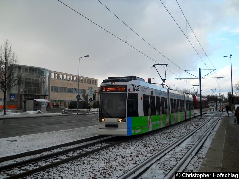 Bild: Als Linie 3 in Richtung Urbicher Kreuz in Beriech Nordhaüser Straße / Thüringen-Park