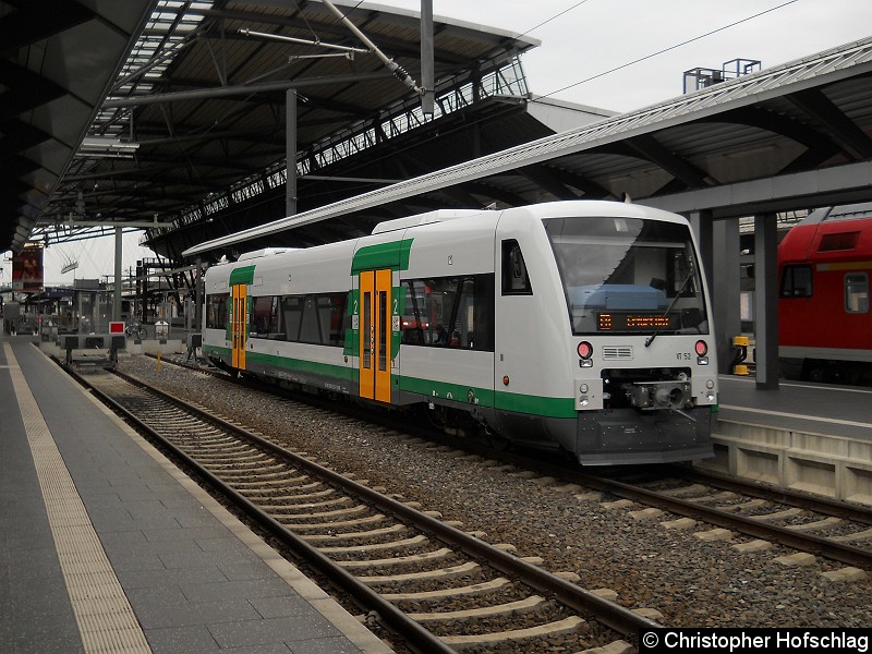 Bild: VT 52 von der Vogtlandbahn in Einsatz für die Erfurter Bahn als EB nach Kassel.