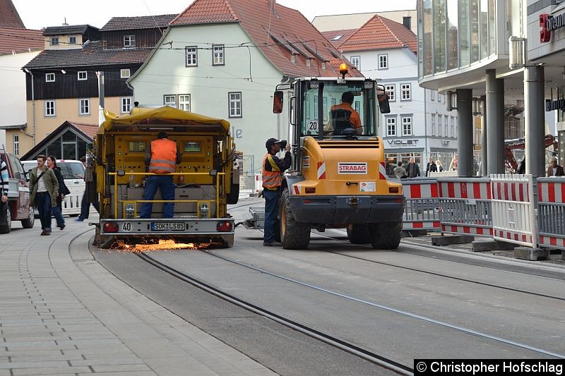 Bild: Gleisschleifarbeiten in Bereich Schlösserstraße.