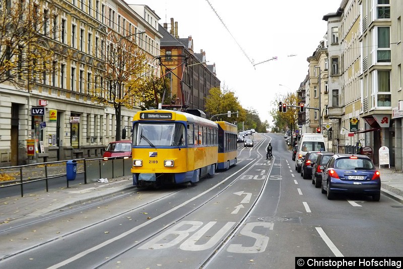 Bild: An der Haltestelle Riebeck/Oststraße als Linie 4.