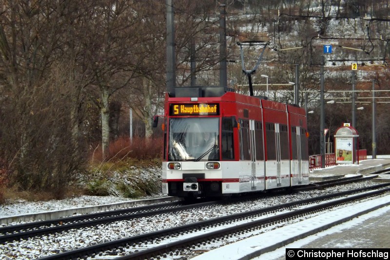 Bild: Als Linie 5 auf dem Weg zur Haltestelle Roter Berg