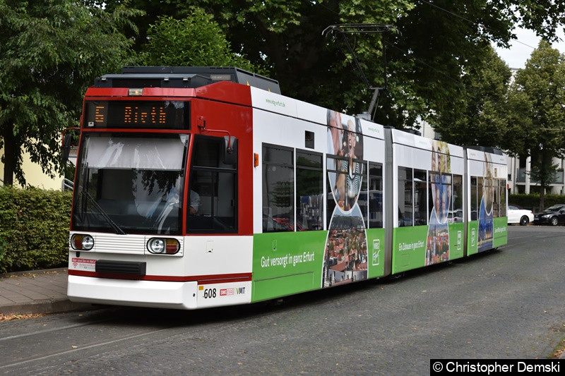 Bild: TW 608 als Linie 6 in der Steigerstraße.