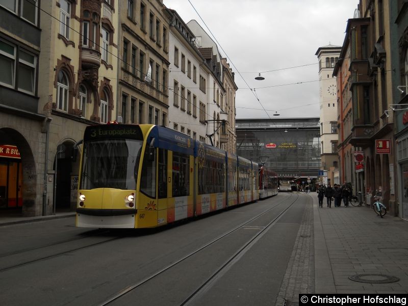 Bild: In der Bahnhofstraße auf der Linie 3.