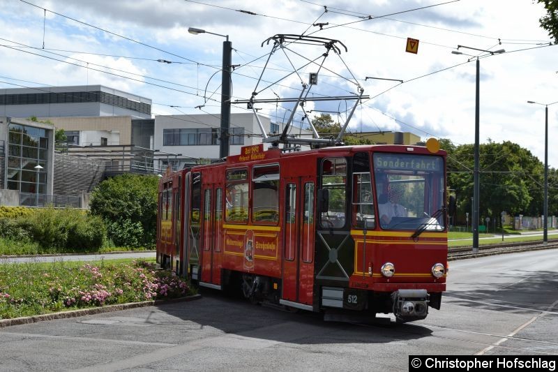 Bild: TW 512 beim Einrücken in Betriebshof Nordhäuser Straße.