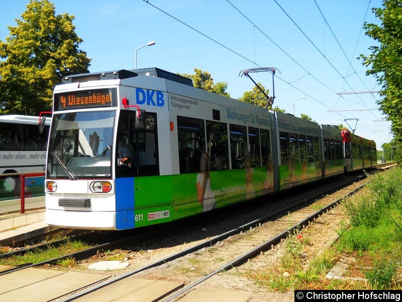 Bild: TW 611+616 auf der Linie 4 am Nebelungenweg.