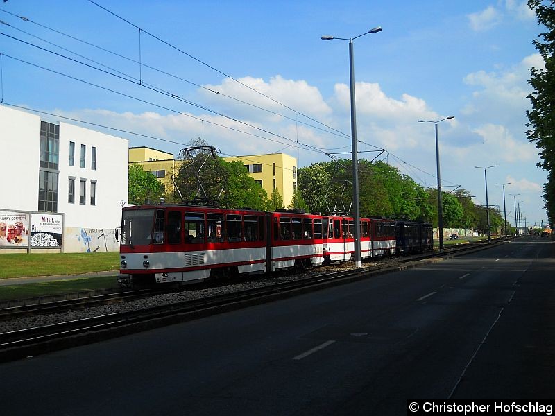 Bild: TW 405+522+435 auf der Linie 3 in Bereich Nordhäuser Straße/Klinikum.
