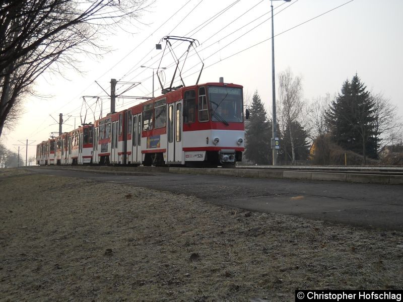 Bild: TW 526+525+524 auf der Linie 3 in Bereich Warschauer Straße.