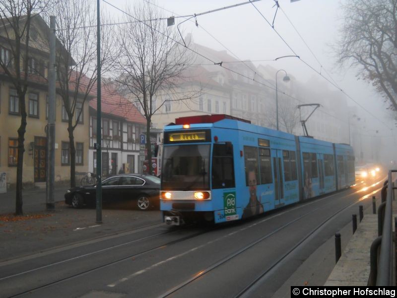 Bild: TW 604 in der Andreasstraße auf der Linie 6.