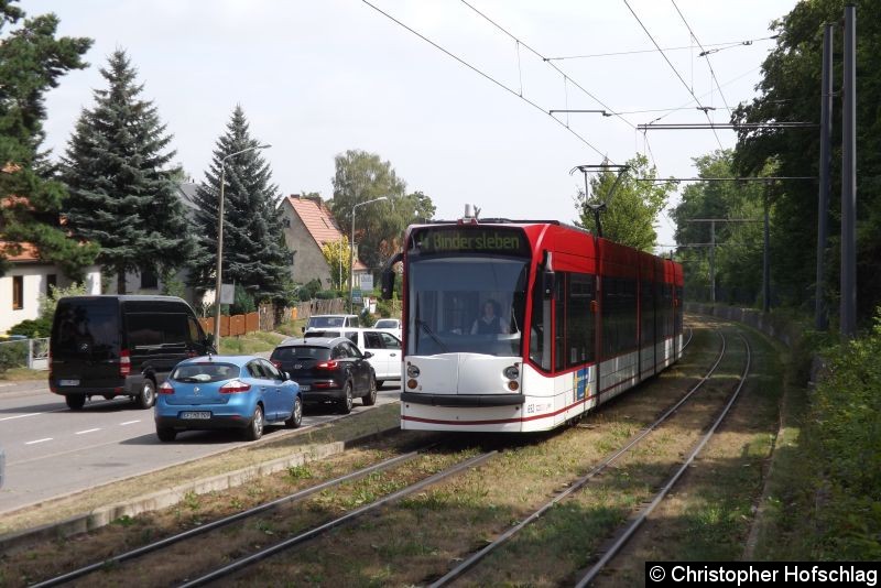 Bild: TW 652 im Bereich Binderslebener Landstraße/Am Kreuzchen.