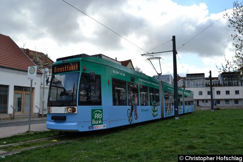 Bild: TW 615 in der Domplatz,Schleife als Stadtrundfahrt.