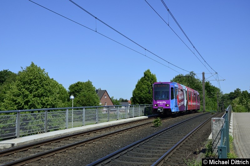 Bild: 6243 als Linie 8 zwischen den Haltestellen Am Mittelfelde und Messe/Nord.