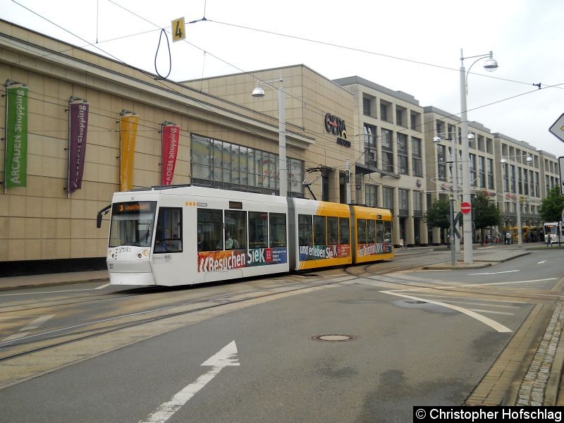Bild: Tw 207 in der Heinrichstraße auf der Linie 3 in Richtung Lusan/Zeusdorf.
