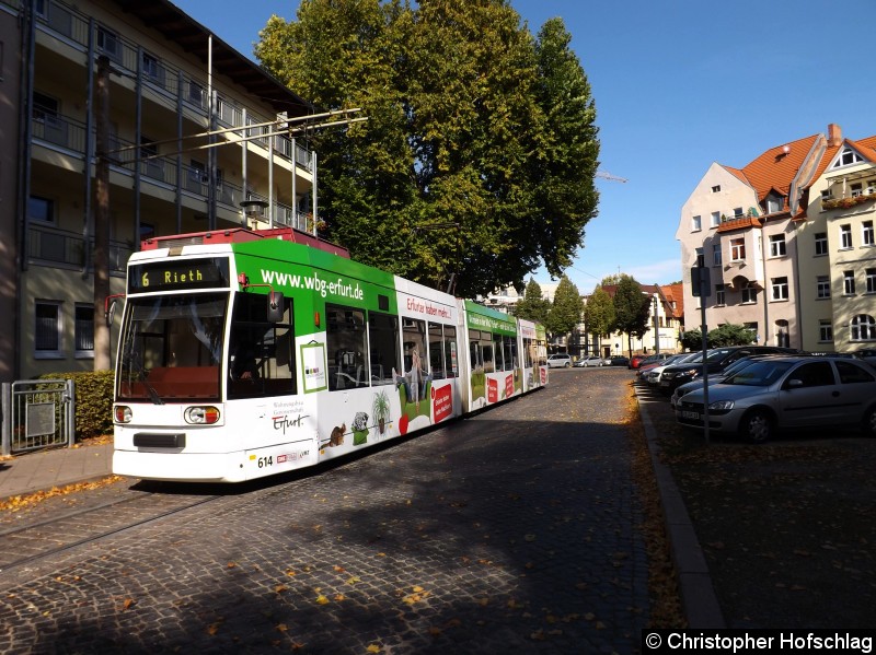 Bild: ALs Linie 6 in Richtung Rieth an der Endstelle Steigerstraße.