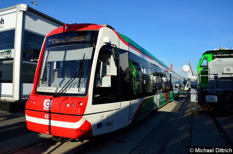 Bild: Der CityLink ist eine Hybridstraßenbahn die mit 750 V Gleichstrom und mit Dieselantrieb fährt. Diese Fahrzeuge werden im Netz Chemnitz eingesetzt.