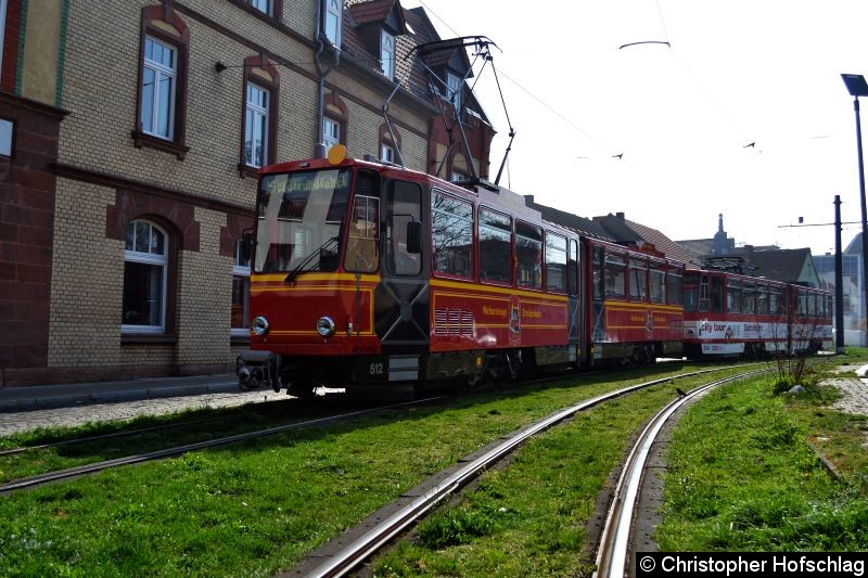 Bild: TW 512+520 als Stadtrundfahrt bei der Ausfahrt Domplatz (Schleife)