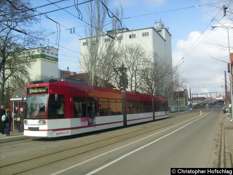 Bild: TW 613 als Linie 5 an der Haltestelle Salinenstraße.