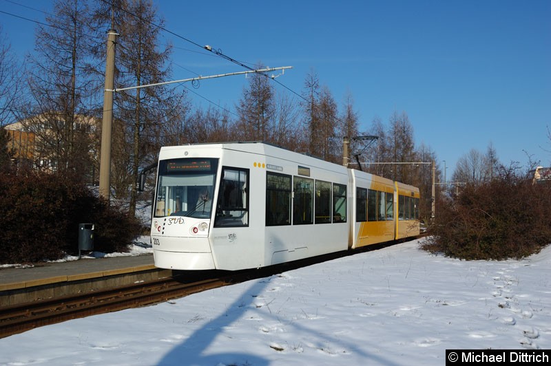 Bild: Wagen 203 an der Endstelle Bieblach Ost.