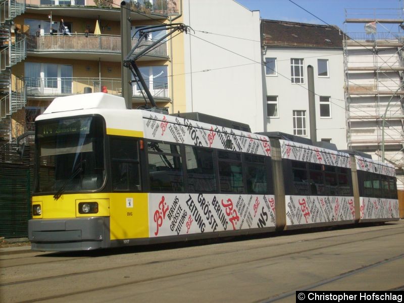 Bild: TW 1017 als Linie M4 in der Großen Präsidentenstraße.