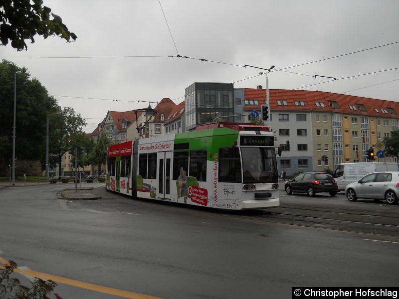 Bild: TW 614 auf dem Weg zur Haltestelle Boyneburgufer.