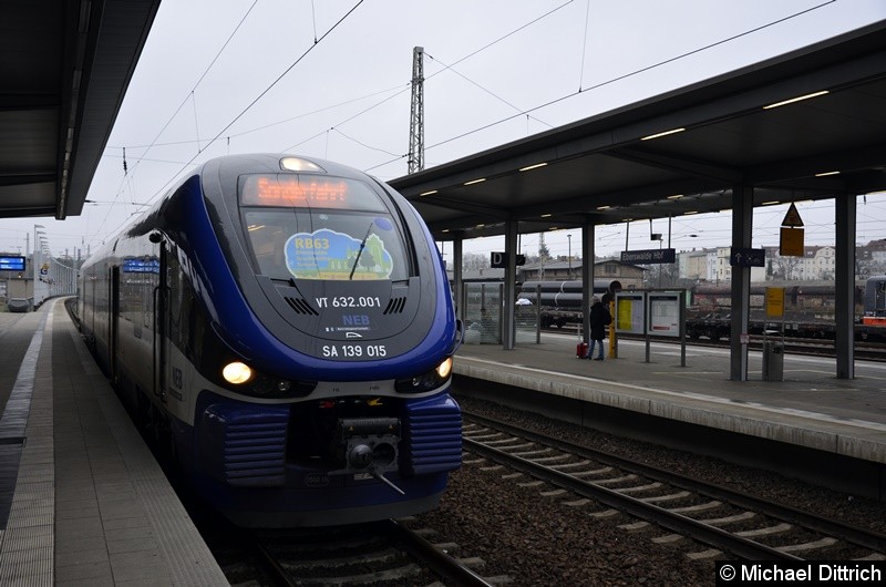 VT 632.001 als Eröffnungszug für die Strecke Joachimsthal - Templin Stadt am 26. November 2018 in Eberswalde Hbf.