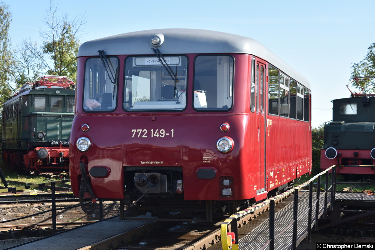 Bild: 772 149-1 auf der Drehscheibe im BW Weimar.